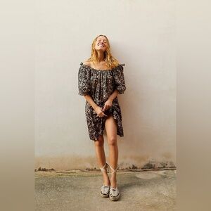 Free People Jet Set Floral Off-Shoulder Mini Dress